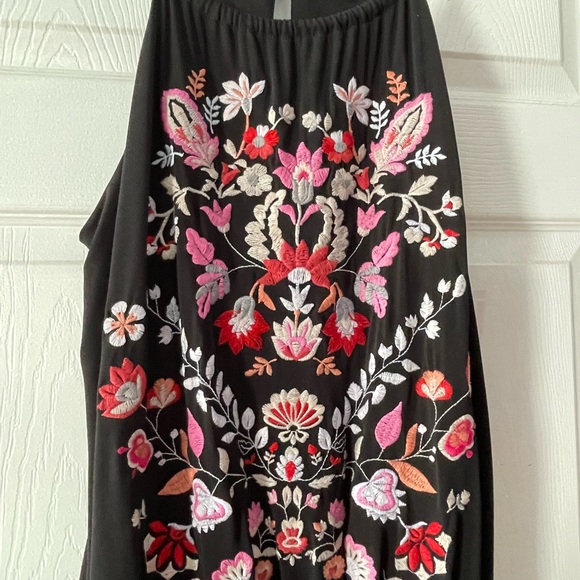 INC International Concepts Floral Embroidered Black Jumpsuit Size Medium NWT - Picture 2 of 6